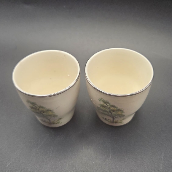 Vintage Egg Cups Low Profile Willow Tree Design - Picture 7 of 10